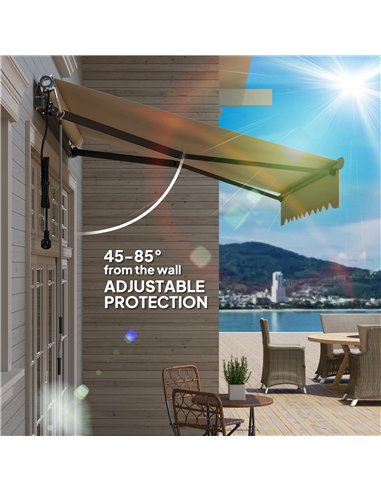 Outsunny 2.5 x 2m Electric Awning with Remote Controller, Aluminium Frame DIY Retractable Awning, UV30+ Sun Shade Canopy for Gar