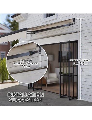 Outsunny 2.5 x 2m Electric Awning with Remote Controller, Aluminium Frame DIY Retractable Awning, UV30+ Sun Shade Canopy for Gar