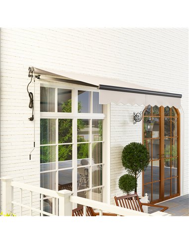 Outsunny 2.5 x 2m Electric Awning with Remote Controller, Aluminium Frame DIY Retractable Awning, UV30+ Sun Shade Canopy for Gar
