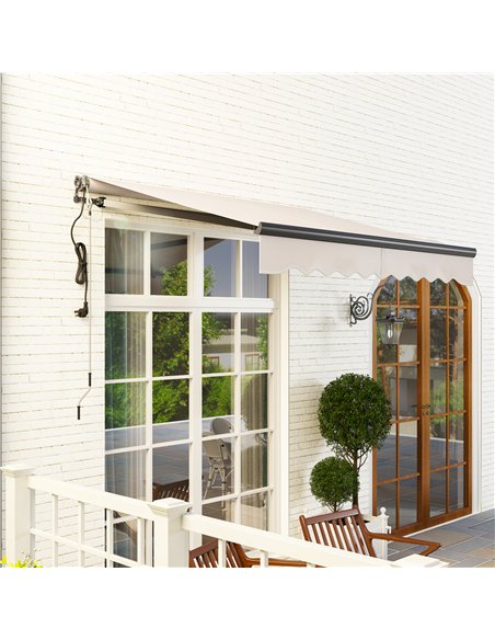 Outsunny 2.5 x 2m Electric Awning with Remote Controller, Aluminium Frame DIY Retractable Awning, UV30+ Sun Shade Canopy for Gar - pic 119702 | FastDaddyshop