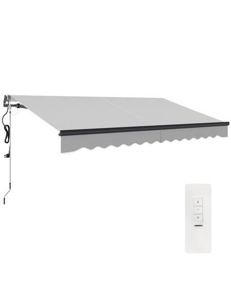 Outsunny 3.5 x 3(m) Electric Awning with Remote Controller, Aluminium Frame DIY Retractable Awning, UV30+ Sun Shade Canopy for G - pic 119703 | FastDaddyshop