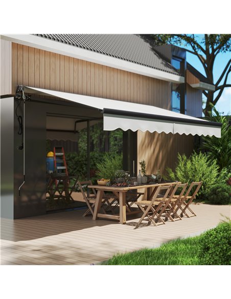 Outsunny 3.5 x 3(m) Electric Awning with Remote Controller, Aluminium Frame DIY Retractable Awning, UV30+ Sun Shade Canopy for G - pic 119704 | FastDaddyshop