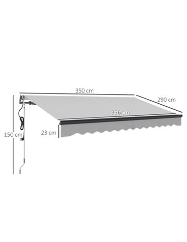 Outsunny 3.5 x 3(m) Electric Awning with Remote Controller, Aluminium Frame DIY Retractable Awning, UV30+ Sun Shade Canopy for G