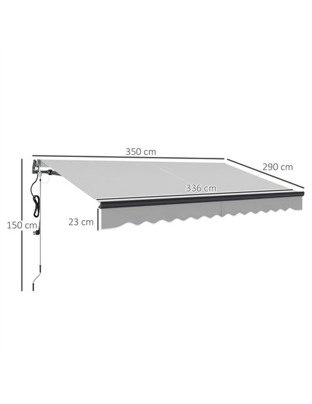 Outsunny 3.5 x 3(m) Electric Awning with Remote Controller, Aluminium Frame DIY Retractable Awning, UV30+ Sun Shade Canopy for G - pic 119705 | FastDaddyshop