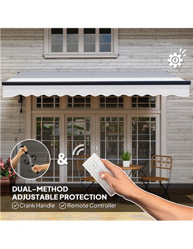 Outsunny 3.5 x 3(m) Electric Awning with Remote Controller, Aluminium Frame DIY Retractable Awning, UV30+ Sun Shade Canopy for G