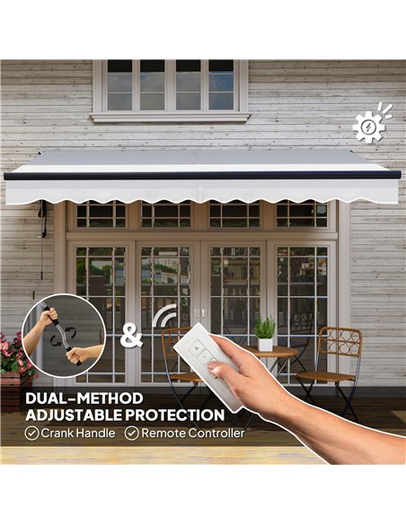 Outsunny 3.5 x 3(m) Electric Awning with Remote Controller, Aluminium Frame DIY Retractable Awning, UV30+ Sun Shade Canopy for G - pic 119706 | FastDaddyshop
