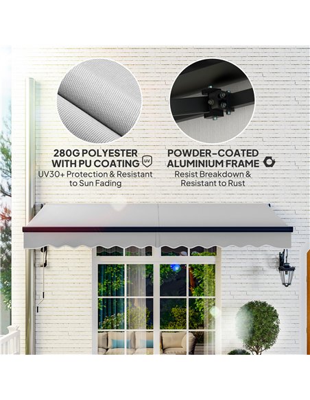 Outsunny 3.5 x 3(m) Electric Awning with Remote Controller, Aluminium Frame DIY Retractable Awning, UV30+ Sun Shade Canopy for G - pic 119707 | FastDaddyshop