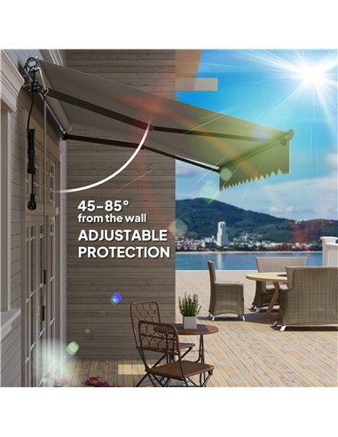 Outsunny 3.5 x 3(m) Electric Awning with Remote Controller, Aluminium Frame DIY Retractable Awning, UV30+ Sun Shade Canopy for G