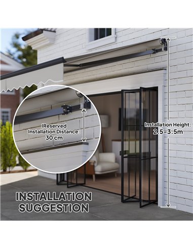 Outsunny 3.5 x 3(m) Electric Awning with Remote Controller, Aluminium Frame DIY Retractable Awning, UV30+ Sun Shade Canopy for G