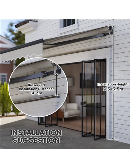 Outsunny 3.5 x 3(m) Electric Awning with Remote Controller, Aluminium Frame DIY Retractable Awning, UV30+ Sun Shade Canopy for G - pic 119709 | FastDaddyshop