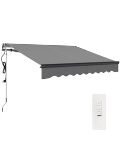 Outsunny 2.5 x 2m Electric Awning with Remote Controller, Aluminium Frame DIY Retractable Awning, UV30+ Sun Shade Canopy for Gar