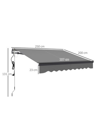 Outsunny 2.5 x 2m Electric Awning with Remote Controller, Aluminium Frame DIY Retractable Awning, UV30+ Sun Shade Canopy for Gar