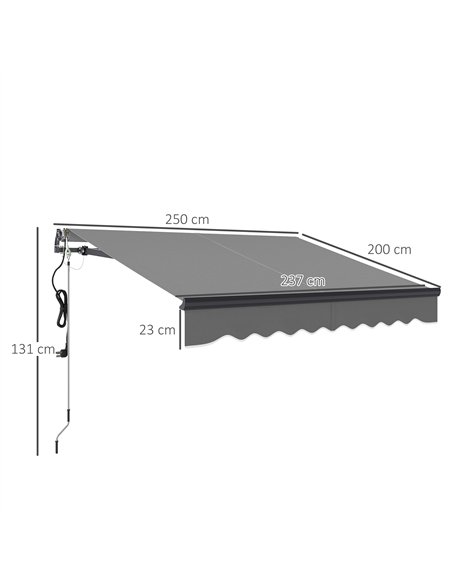 Outsunny 2.5 x 2m Electric Awning with Remote Controller, Aluminium Frame DIY Retractable Awning, UV30+ Sun Shade Canopy for Gar - pic 119714 | FastDaddyshop