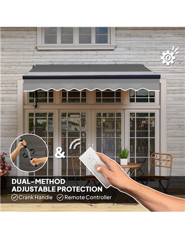 Outsunny 2.5 x 2m Electric Awning with Remote Controller, Aluminium Frame DIY Retractable Awning, UV30+ Sun Shade Canopy for Gar