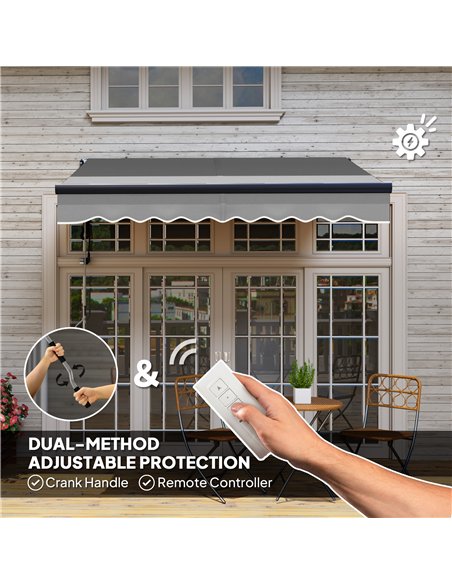 Outsunny 2.5 x 2m Electric Awning with Remote Controller, Aluminium Frame DIY Retractable Awning, UV30+ Sun Shade Canopy for Gar - pic 119715 | FastDaddyshop