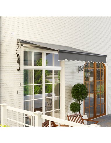 Outsunny 2.5 x 2m Electric Awning with Remote Controller, Aluminium Frame DIY Retractable Awning, UV30+ Sun Shade Canopy for Gar