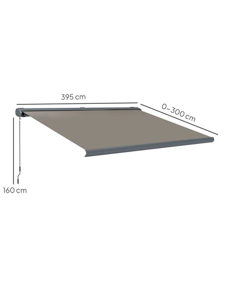 Outsunny 4 x 3(m) Full Cassette Electric Awning with Remote Controller, Aluminium Frame DIY Retractable Garden Awning, UPF50+ Su - pic 119723 | FastDaddyshop