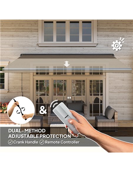 Outsunny 4 x 3(m) Full Cassette Electric Awning with Remote Controller, Aluminium Frame DIY Retractable Garden Awning, UPF50+ Su - pic 119724 | FastDaddyshop