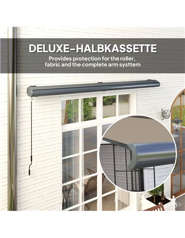 Outsunny 4 x 3(m) Full Cassette Electric Awning with Remote Controller, Aluminium Frame DIY Retractable Garden Awning, UPF50+ Su