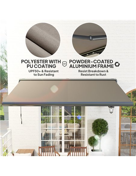 Outsunny 4 x 3(m) Full Cassette Electric Awning with Remote Controller, Aluminium Frame DIY Retractable Garden Awning, UPF50+ Su - pic 119726 | FastDaddyshop