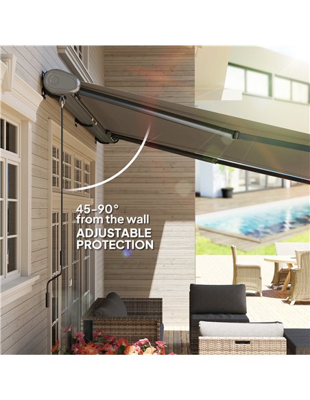 Outsunny 4 x 3(m) Full Cassette Electric Awning with Remote Controller, Aluminium Frame DIY Retractable Garden Awning, UPF50+ Su - pic 119727 | FastDaddyshop