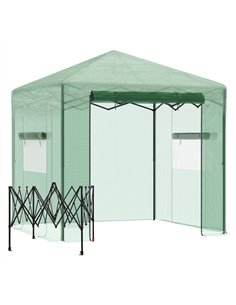 Outsunny Pop-up Small Greenhouse, Outdoor Walk-in Tomato Greenhouse with Carrying Bag, PE Cover, Steel Frame, Green, 2.4L x 1.8W