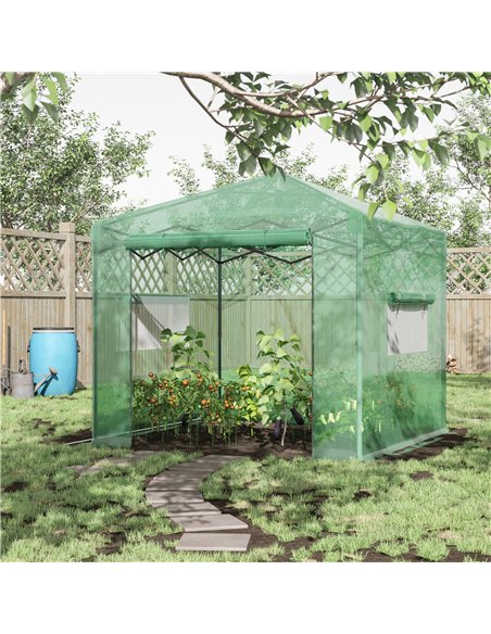 Outsunny Pop-up Small Greenhouse, Outdoor Walk-in Tomato Greenhouse with Carrying Bag, PE Cover, Steel Frame, Green, 2.4L x 1.8W - pic 119731 | FastDaddyshop