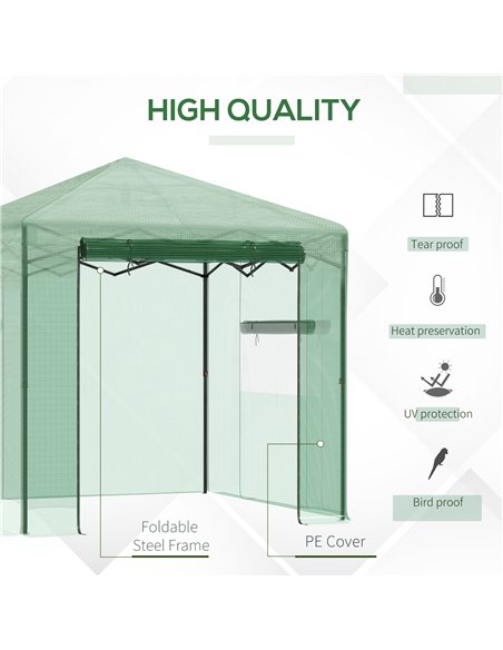 Outsunny Pop-up Small Greenhouse, Outdoor Walk-in Tomato Greenhouse with Carrying Bag, PE Cover, Steel Frame, Green, 2.4L x 1.8W - pic 119733 | FastDaddyshop