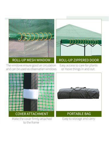 Outsunny Pop-up Small Greenhouse, Outdoor Walk-in Tomato Greenhouse with Carrying Bag, PE Cover, Steel Frame, Green, 2.4L x 1.8W