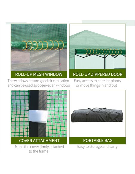 Outsunny Pop-up Small Greenhouse, Outdoor Walk-in Tomato Greenhouse with Carrying Bag, PE Cover, Steel Frame, Green, 2.4L x 1.8W - pic 119734 | FastDaddyshop