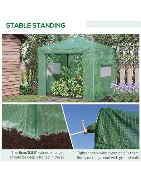 Outsunny Pop-up Small Greenhouse, Outdoor Walk-in Tomato Greenhouse with Carrying Bag, PE Cover, Steel Frame, Green, 2.4L x 1.8W - pic 119735 | FastDaddyshop