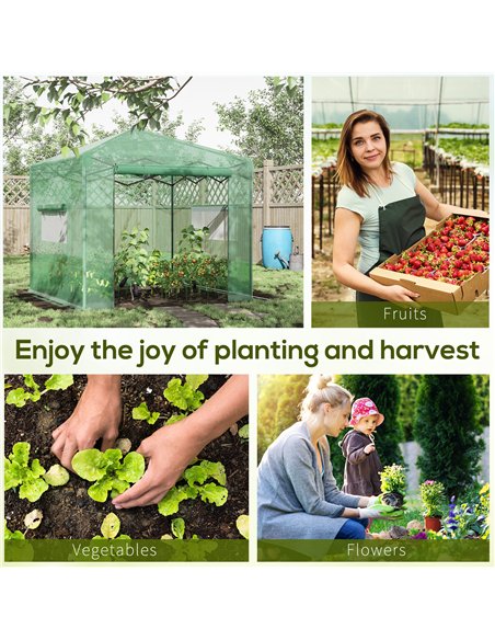 Outsunny Pop-up Small Greenhouse, Outdoor Walk-in Tomato Greenhouse with Carrying Bag, PE Cover, Steel Frame, Green, 2.4L x 1.8W - pic 119736 | FastDaddyshop