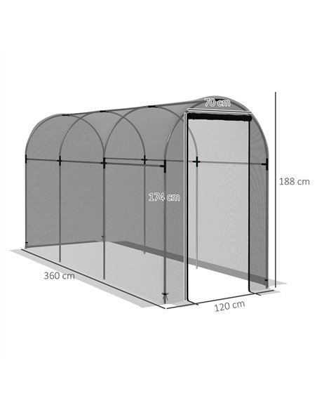 Outsunny 360 x 120cm Mini Polytunnel Greenhouse, Black - pic 119777 | FastDaddyshop