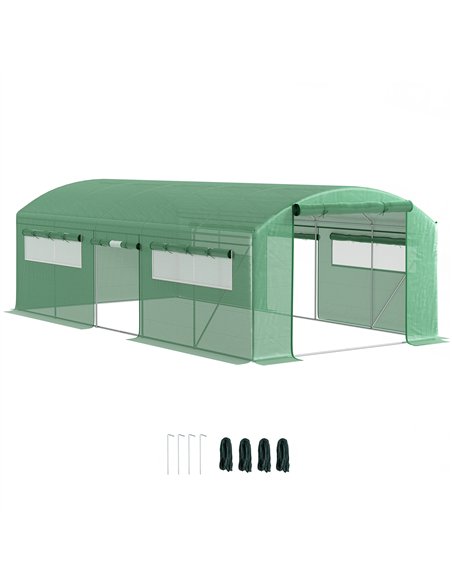 Outsunny 19 x 9.8ft Walk-In Polytunnel Greenhouse - Green - pic 119802 | FastDaddyshop