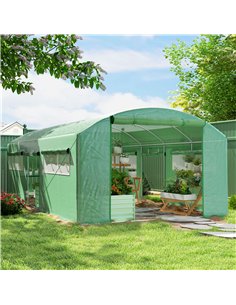 Outsunny 19 x 9.8ft Walk-In Polytunnel Greenhouse - Green 2