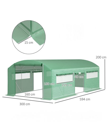 Outsunny 19 x 9.8ft Walk-In Polytunnel Greenhouse - Green - pic 119804 | FastDaddyshop