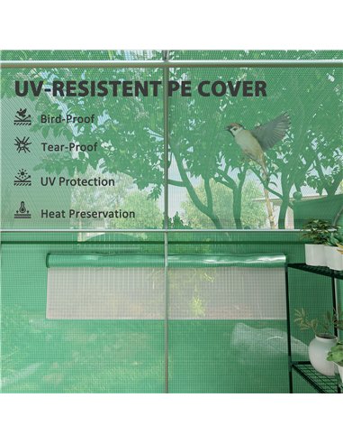 Outsunny 19 x 9.8ft Walk-In Polytunnel Greenhouse - Green