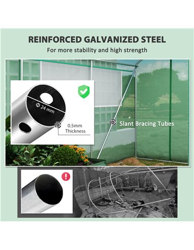 Outsunny 19 x 9.8ft Walk-In Polytunnel Greenhouse - Green