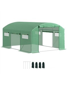Outsunny 13 x 9.8ft Walk-In Polytunnel Greenhouse - Green