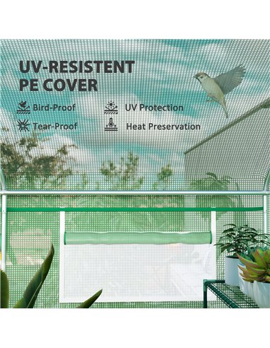 Outsunny 13 x 9.8ft Walk-In Polytunnel Greenhouse - Green