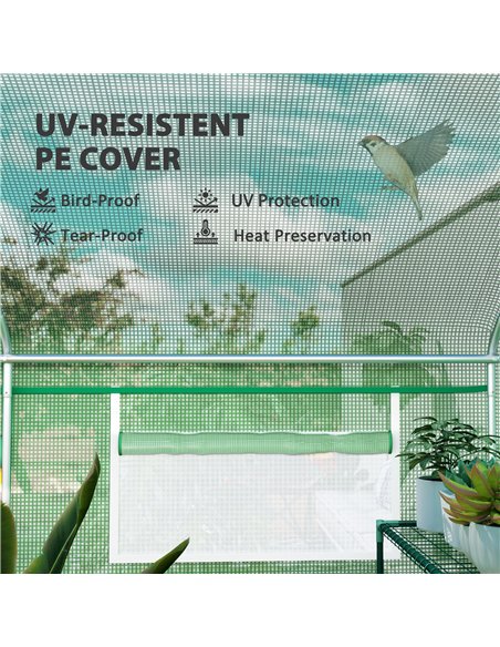 Outsunny 13 x 9.8ft Walk-In Polytunnel Greenhouse - Green - pic 119816 | FastDaddyshop