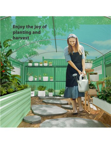 Outsunny 13 x 9.8ft Walk-In Polytunnel Greenhouse - Green