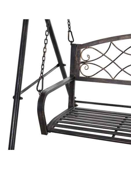 Outsunny Garden 2-Seater Metal Swing Chair Bench Modern Style Outdoor Sling Seat, Black - pic 11982 | FastDaddyshop