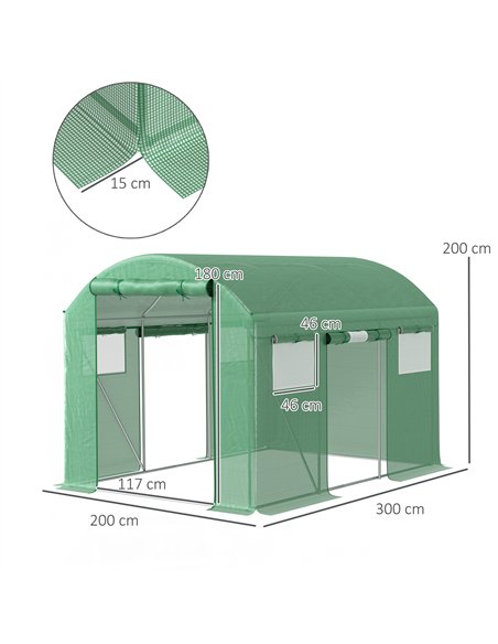 Outsunny 9.8 x 6.6ft Walk-In Polytunnel Greenhouse - Green - pic 119822 | FastDaddyshop