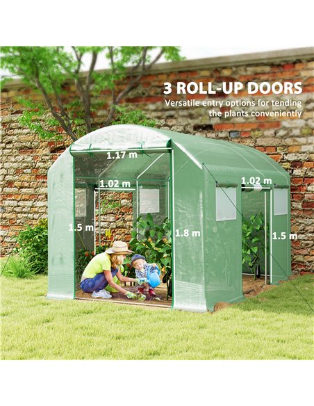 Outsunny 9.8 x 6.6ft Walk-In Polytunnel Greenhouse - Green - pic 119823 | FastDaddyshop