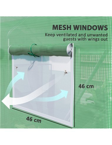 Outsunny 9.8 x 6.6ft Walk-In Polytunnel Greenhouse - Green
