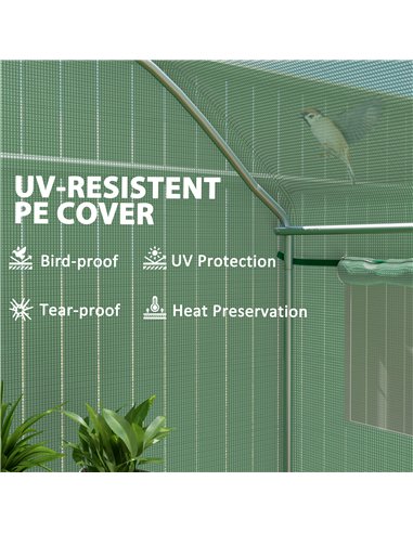 Outsunny 9.8 x 6.6ft Walk-In Polytunnel Greenhouse - Green