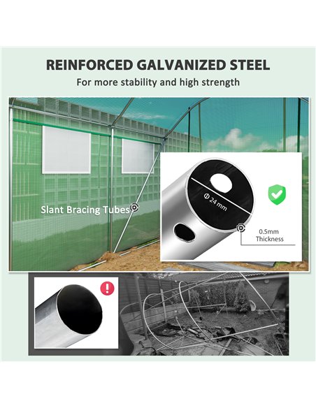 Outsunny 9.8 x 6.6ft Walk-In Polytunnel Greenhouse - Green - pic 119826 | FastDaddyshop