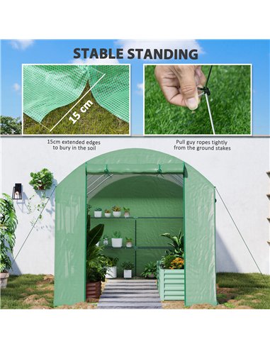 Outsunny 9.8 x 6.6ft Walk-In Polytunnel Greenhouse - Green