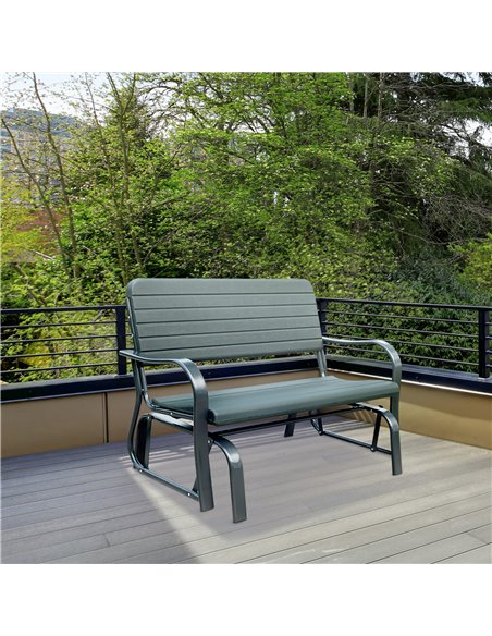 Outsunny Garden Double Glider Bench HDPE Metal 2 Seater Swing Chair Porch Outdoor Patio Rocker - pic 11983 | FastDaddyshop